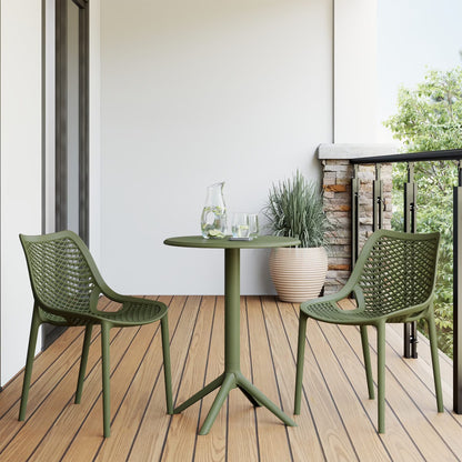 WestinTrends Playa 3-Piece Outdoor Resin Patio Bistro Set with Stackable Patio Dining Side Chairs, Olive Green
