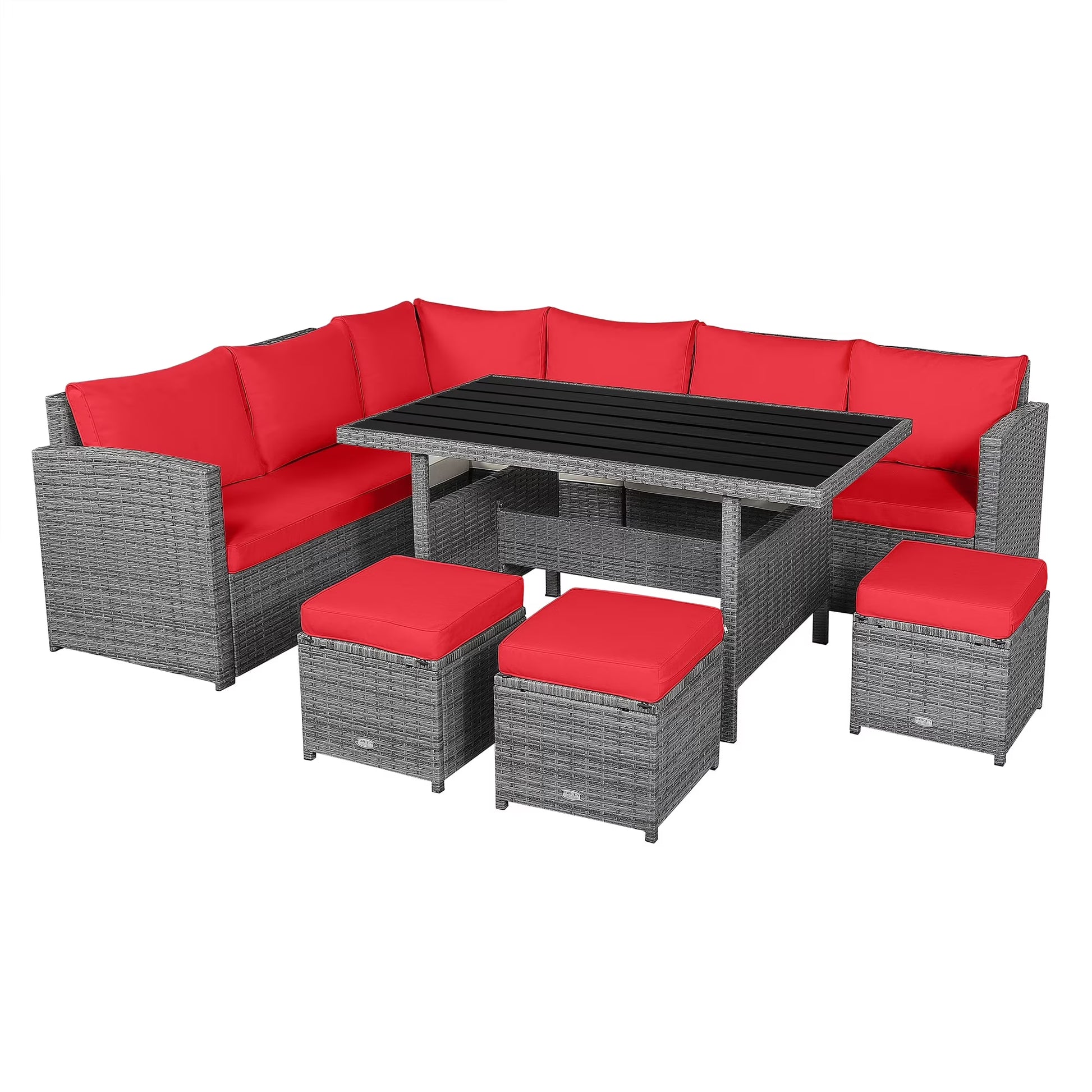 7-piece Outdoor Rattan Patio Furniture Set Black