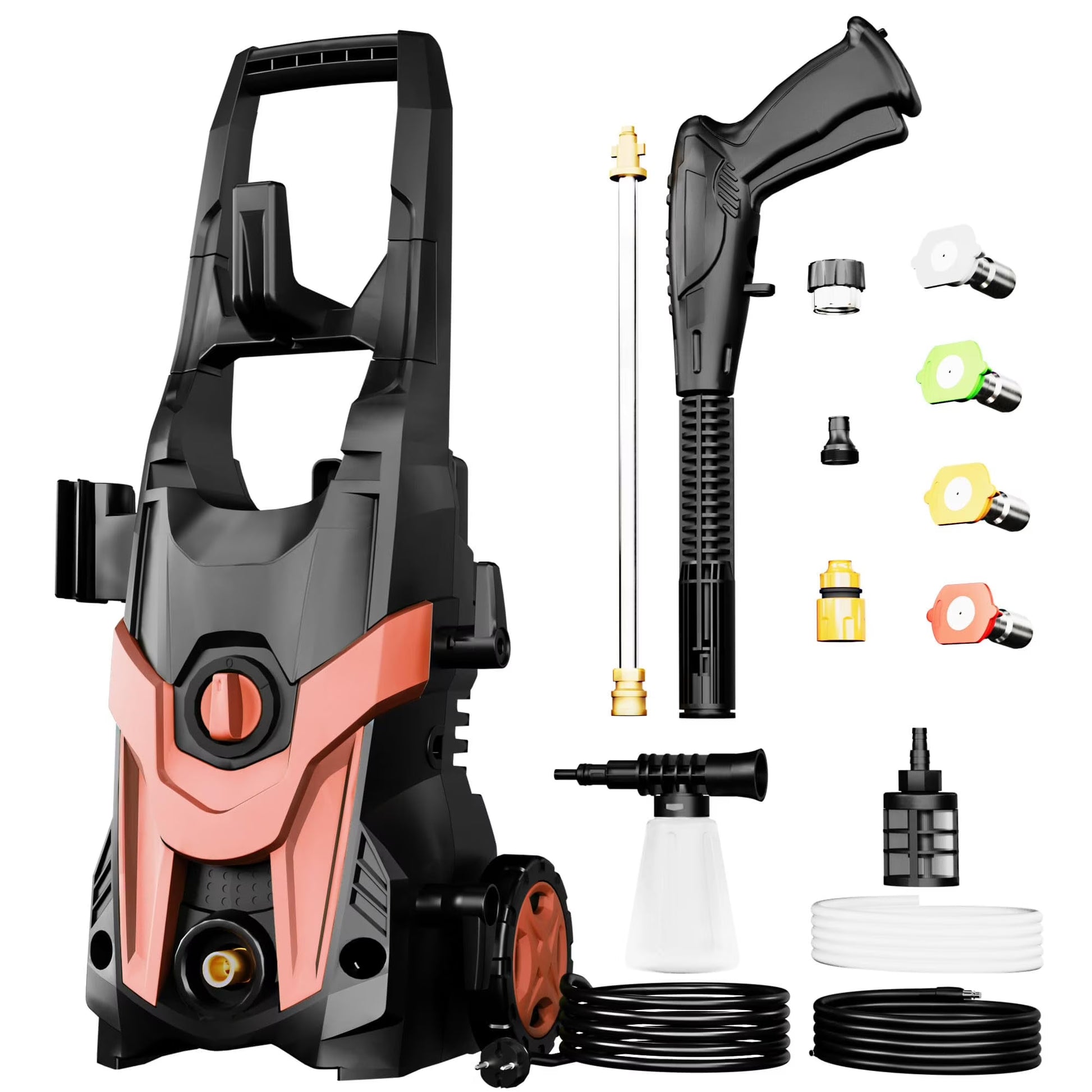 FOTING Upgraded Electric Pressure Washer 4200 PSI 2.8 GPM Power Washer with Extra Hose, 23ft Hose 35ft Power Cord, 4 Nozzle and Detergent Tank for Cars, Fences, Patio