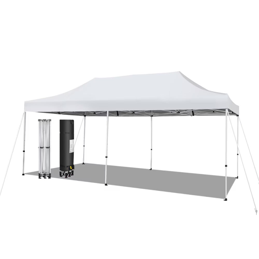 Spaco 10 x 20 Feet Outdoor Pop-Up Patio Folding Canopy Tent-White, Party Tent for Outside Party Waterproof Tent BBQ Shelter