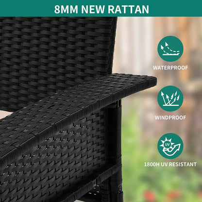 Craftian 2-Seats Wicker Hanging Porch Swing Chair Outdoor Black Rattan Patio Swing Lounge w/2 Back Cushions Capacity 770lbs for Garden, Balcony, Living Room, Beige