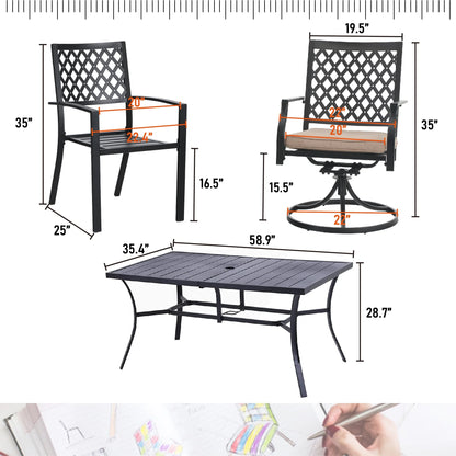 Sophia & William 7 Pieces Metal Patio Dining Set Outdoor Furniture Set with Umbrella Hole