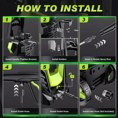 Gisam Electric High Pressure Washer, 4300 PSI 2.5 GPM, with 4 Quick Connect Nozzles, Foam Can, for Cars/Fences/Driveways/Patios/Home Cleaning