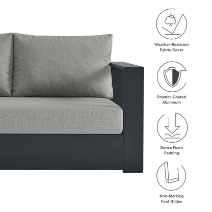 Modular Lounge Sectional Sofa Set, Grey Gray, Aluminum Metal, Outdoor Patio Balcony Cafe Bistro Garden Hospitality Restaurant, Modern Contemporary HB36639