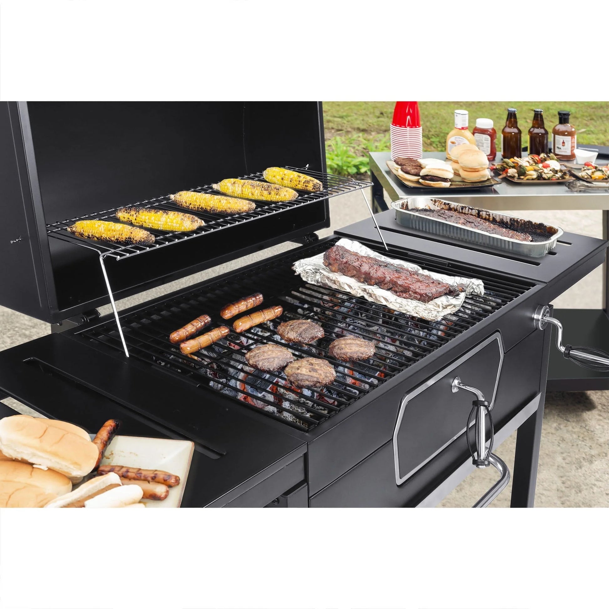 Royal Gourmet 30" CD2030AN Deluxe Charcoal Grill, BBQ Smoker Picnic Camping Patio Backyard Cooking, Black