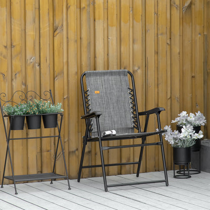 Outdoor Patio Folding Chair Portable Chair for Camping Lawn with Armrest Grey/Beige