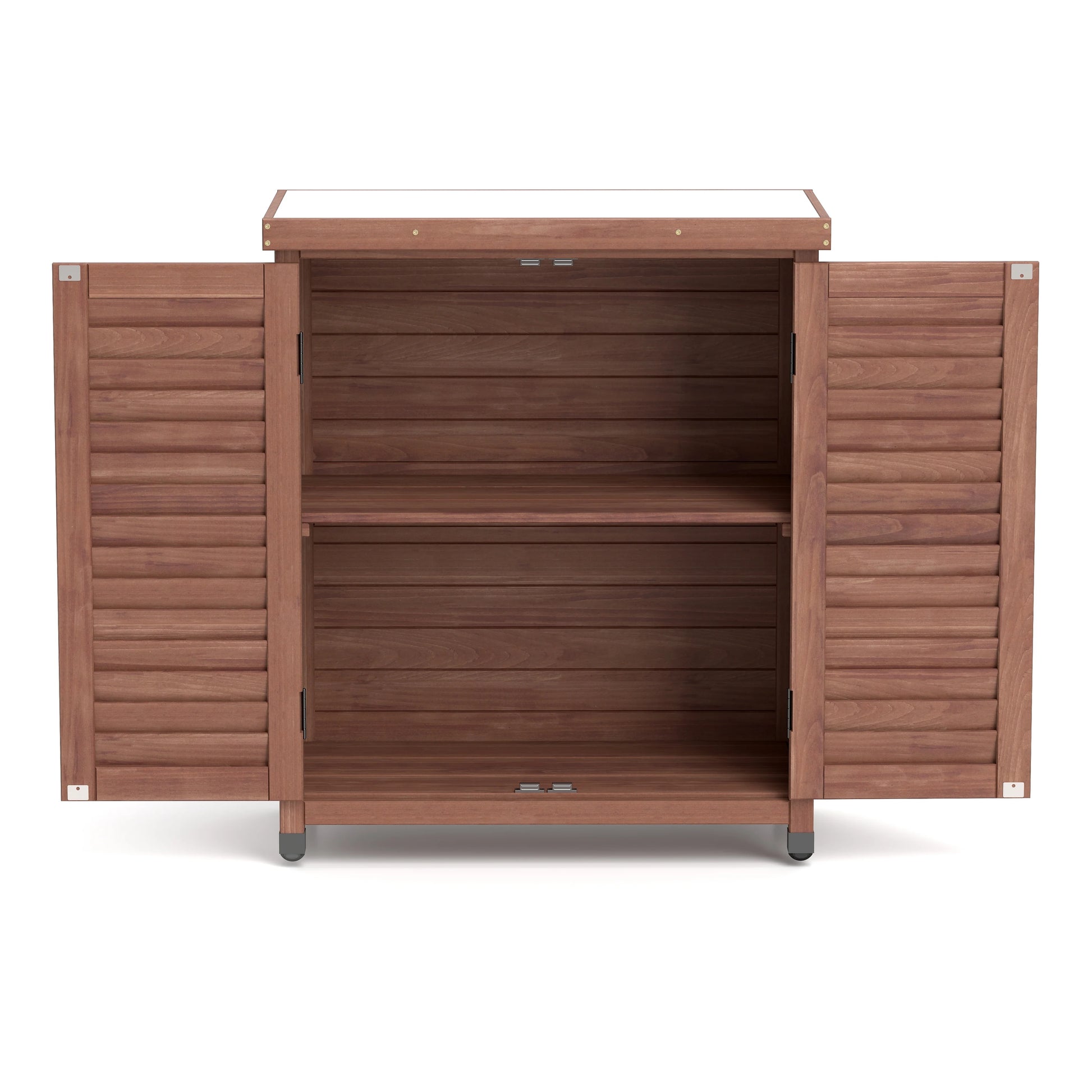Funnil Outdoor Wooden Storage Cabinet & Potting Bench Table, Weather-Resistant Wooden Patio Furniture, Garden Workstation