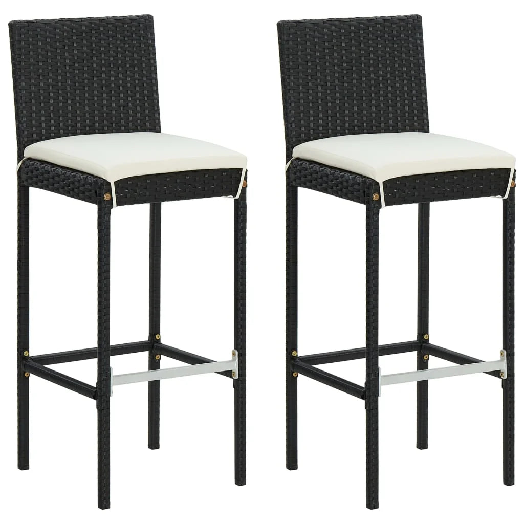 vidaXL Patio Bar Set Outdoor Bistro Set Bar Stool Bistro Table Poly Rattan