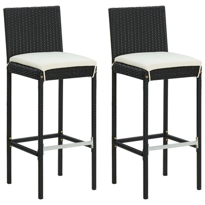 vidaXL Patio Bar Set Outdoor Bistro Set Bar Stool Bistro Table Poly Rattan