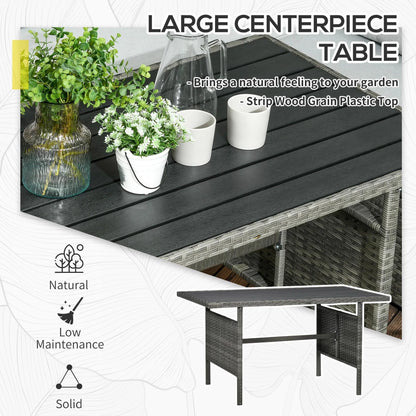 Resenkos Wicker Outdoor Patio Furniture Set, L-Shaped 7 Pieces Outdoor Dining Sectional Sofa, Gray