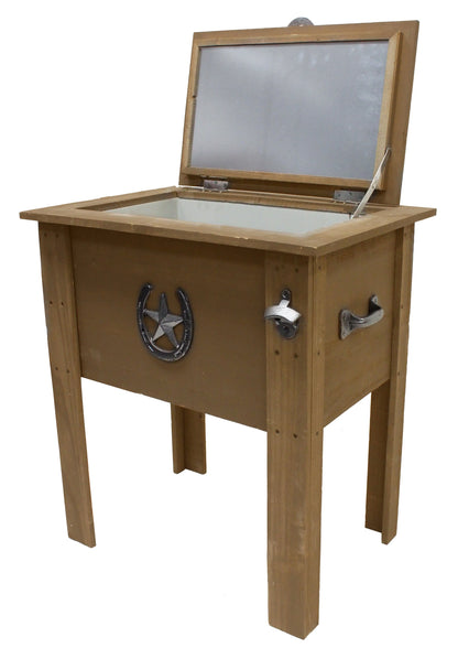 Leigh Country 54 Qt Wood Country Cooler Series Patio Cooler with Poly Liner - Brown