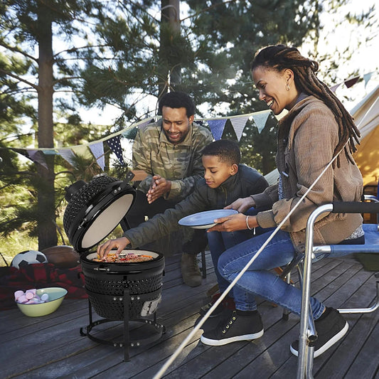 VINGLI 13" Kamado Charcoal Grill Portable Barbecue Grill BBQ Kettle Stand Lid Perfect for Outdoor Camping Patio Backyard Picnic