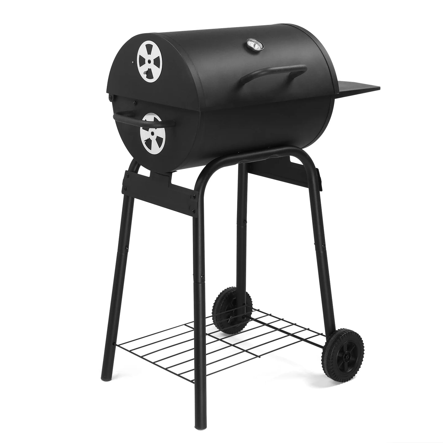 Charcoal Grills Outdoor BBQ Grill, Barrel Charcoal Grill with Side Table and Wheels, for Outdoor Backyard Camping Picnics Patio and Parties
