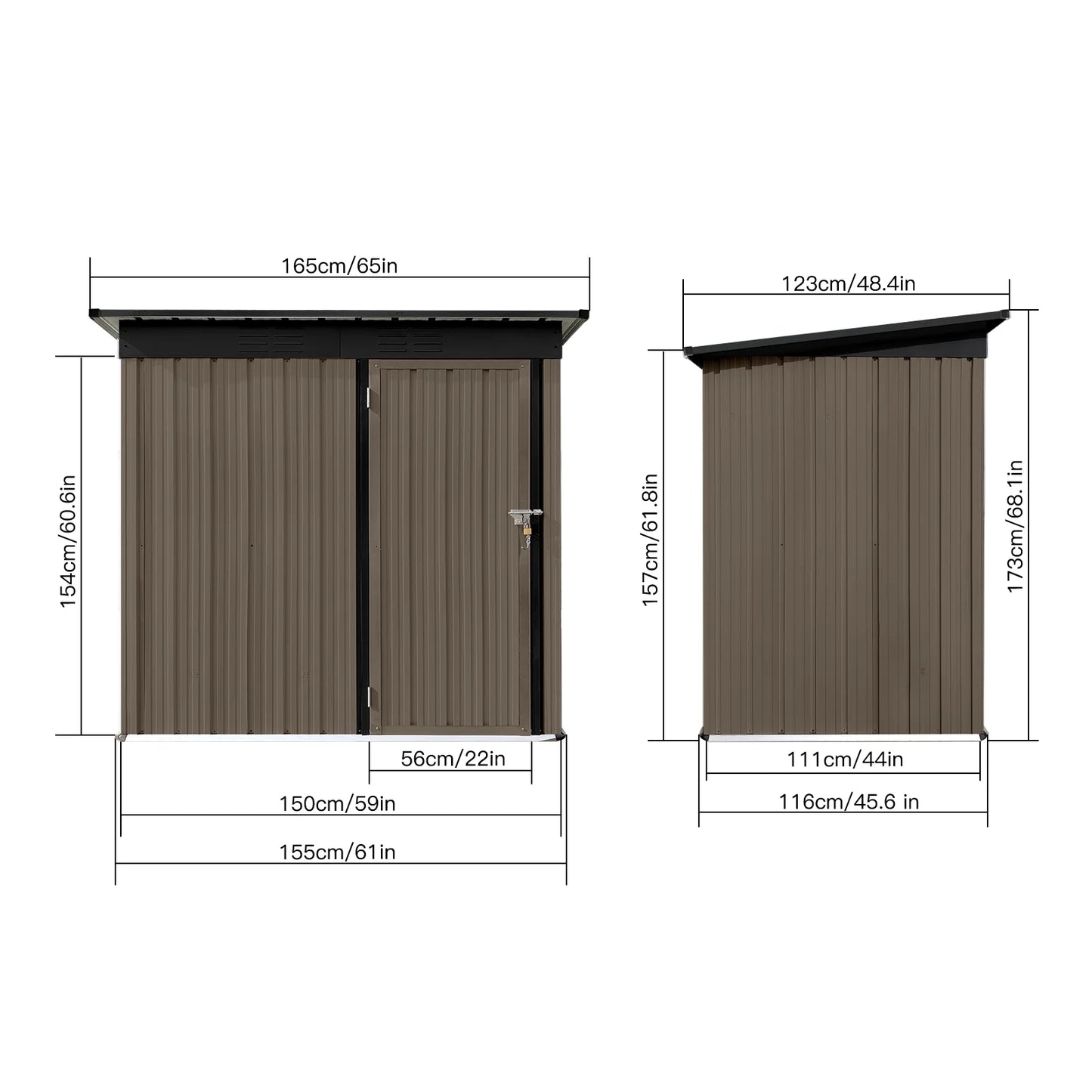 Aukfa Outdoor Storage Shed, 5 X 4 FT Metal Garden Shed, Waterproof Tool Shed for Backyard Patio, Brown