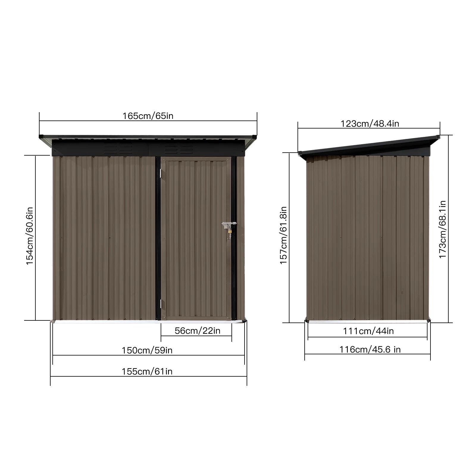 Aukfa Outdoor Storage Shed, 5 X 4 FT Metal Garden Shed, Waterproof Tool Shed for Backyard Patio, Brown