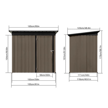 Aukfa Outdoor Storage Shed, 5 X 4 FT Metal Garden Shed, Waterproof Tool Shed for Backyard Patio, Brown