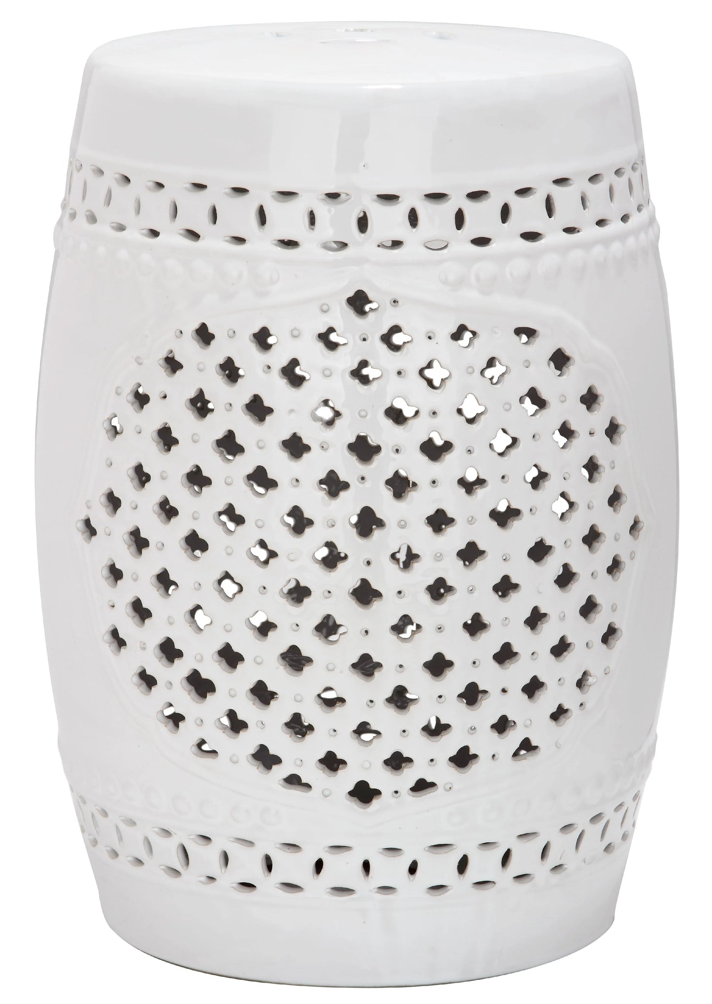 Safavieh Quatrefoil Ceramic Indoor/Outdoor Garden Patio Stool, White