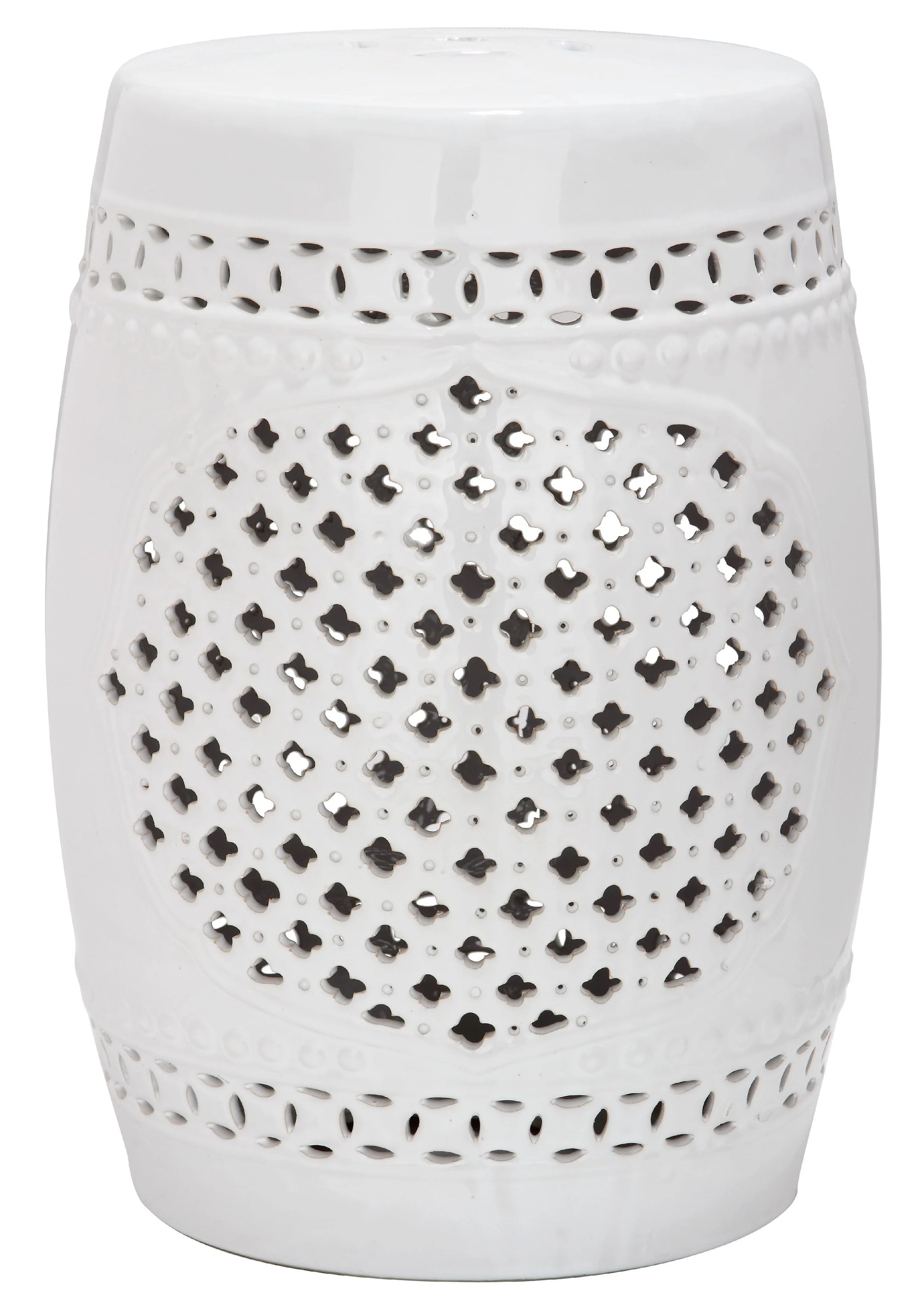 Safavieh Quatrefoil Ceramic Indoor/Outdoor Garden Patio Stool, White