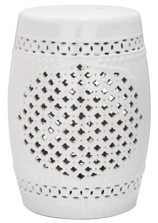 Safavieh Quatrefoil Ceramic Indoor/Outdoor Garden Patio Stool, White