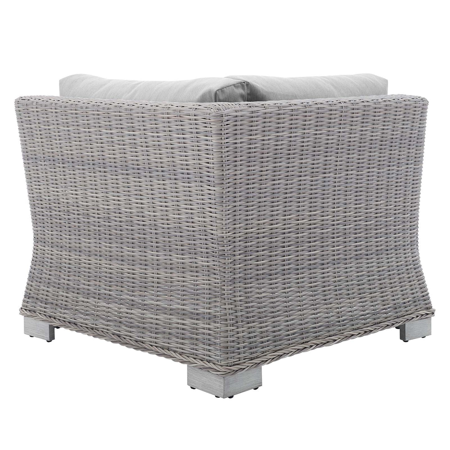 Modway Conway Sunbrella® Outdoor Patio Wicker Rattan Corner Chair in Light Gray Gray