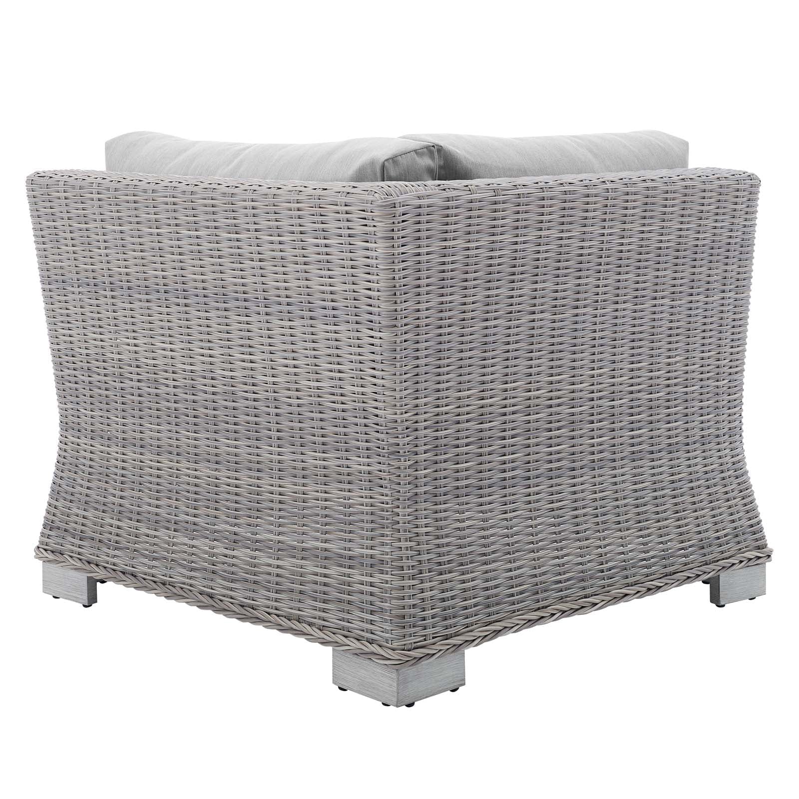 Modway Conway Sunbrella® Outdoor Patio Wicker Rattan Corner Chair in Light Gray Gray