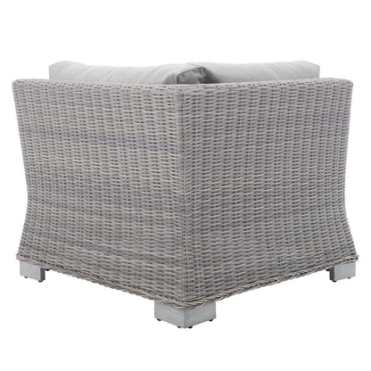 Modway Conway Sunbrella® Outdoor Patio Wicker Rattan Corner Chair in Light Gray Gray