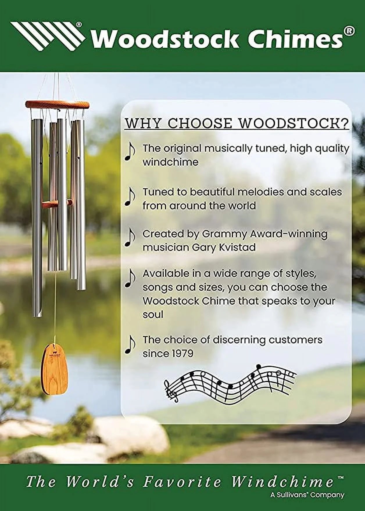 Woodstock Windchimes Heroic Windbell Harbor Gray, Wind Chimes For Outside, Wind Chimes For Garden, Patio, and Outdoor Dcor, 40"L