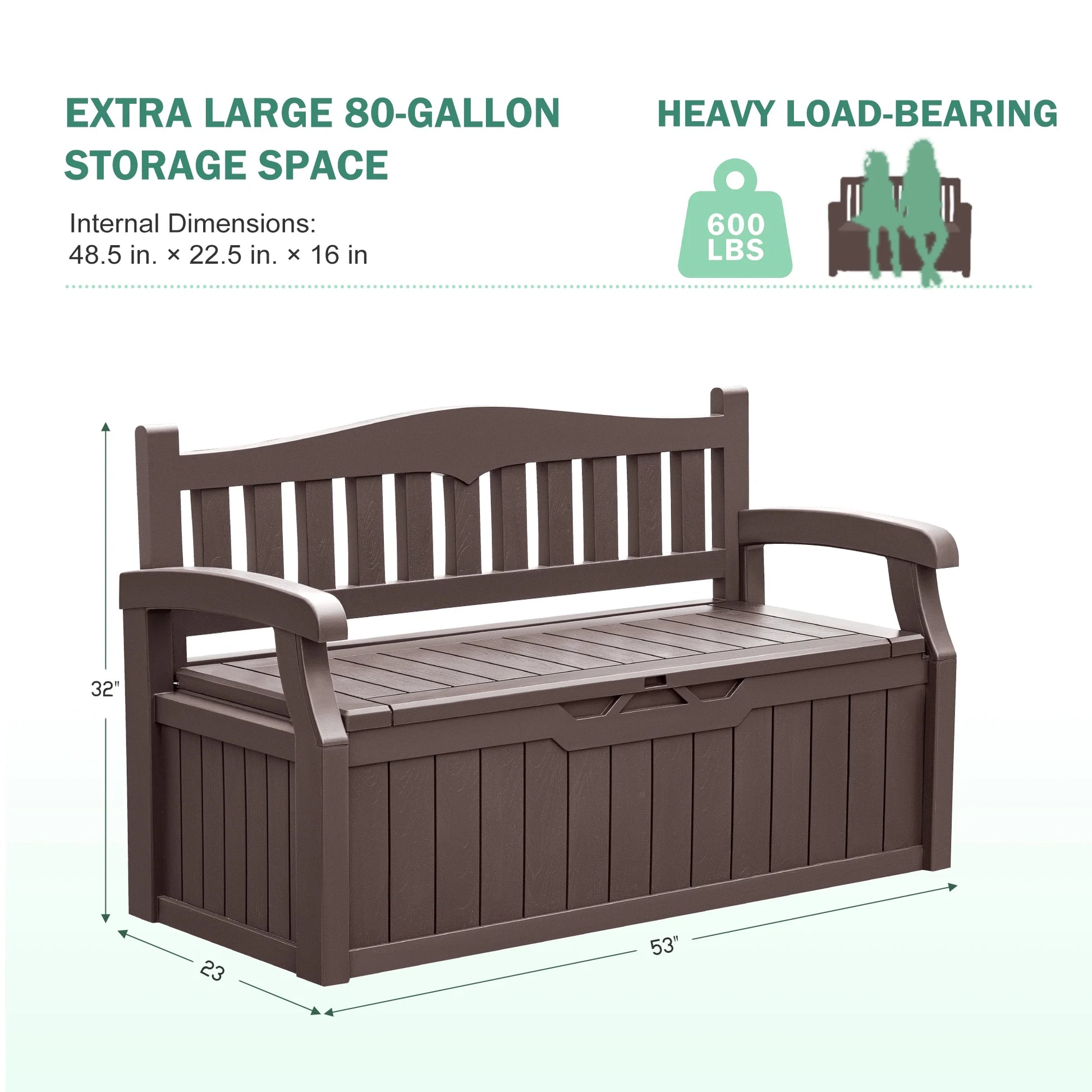 Homall 80 Gallon Plastic Storage Bench Made Of Durable Weatherproof Resin And Deck-Box Organized Storage Compartment For Outdoor Patios And Lawns,Black