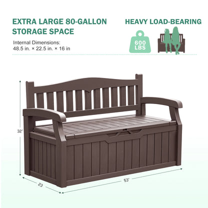 Homall 80 Gallon Plastic Storage Bench Made Of Durable Weatherproof Resin And Deck-Box Organized Storage Compartment For Outdoor Patios And Lawns,Black