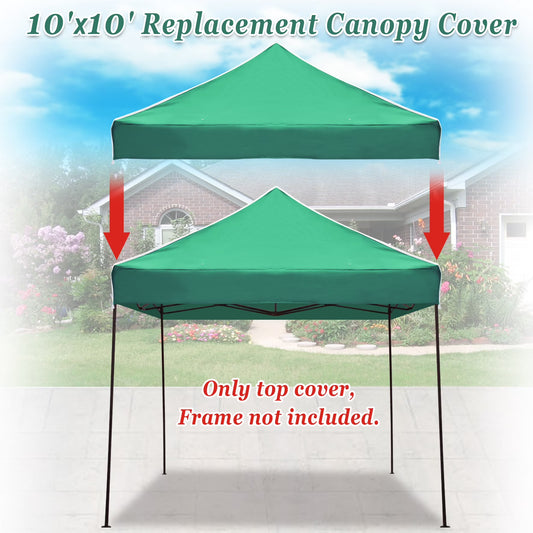 SUNNY Ez pop Up Instant Canopy 10'X10' Replacement Top Gazebo EZ Canopy Cover Only Patio Pavilion Sunshade Polyester-Green