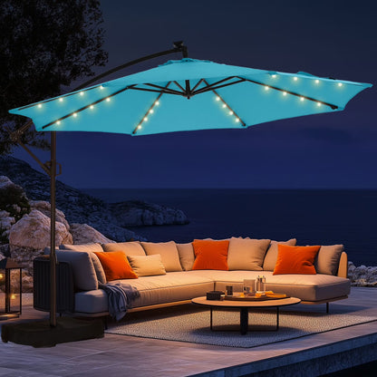 10ft Patio Umbrellas OffsetOutdoor Umbrella Cantilever Hanging Umbrellas with Infinite Tilt,Fade Resistant Waterproof Fabric & Base,for Yard,Garden,Home,Pool & Deck,Red