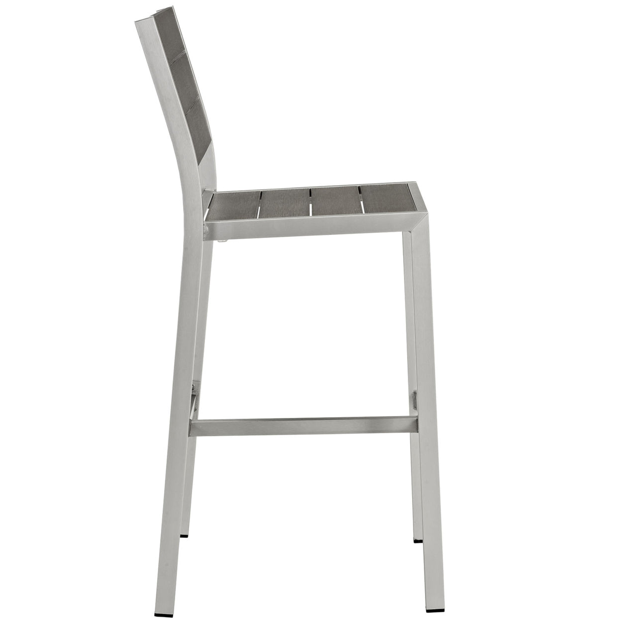 Modway Shore Outdoor Patio Aluminum Armless Bar Stool in Silver Gray