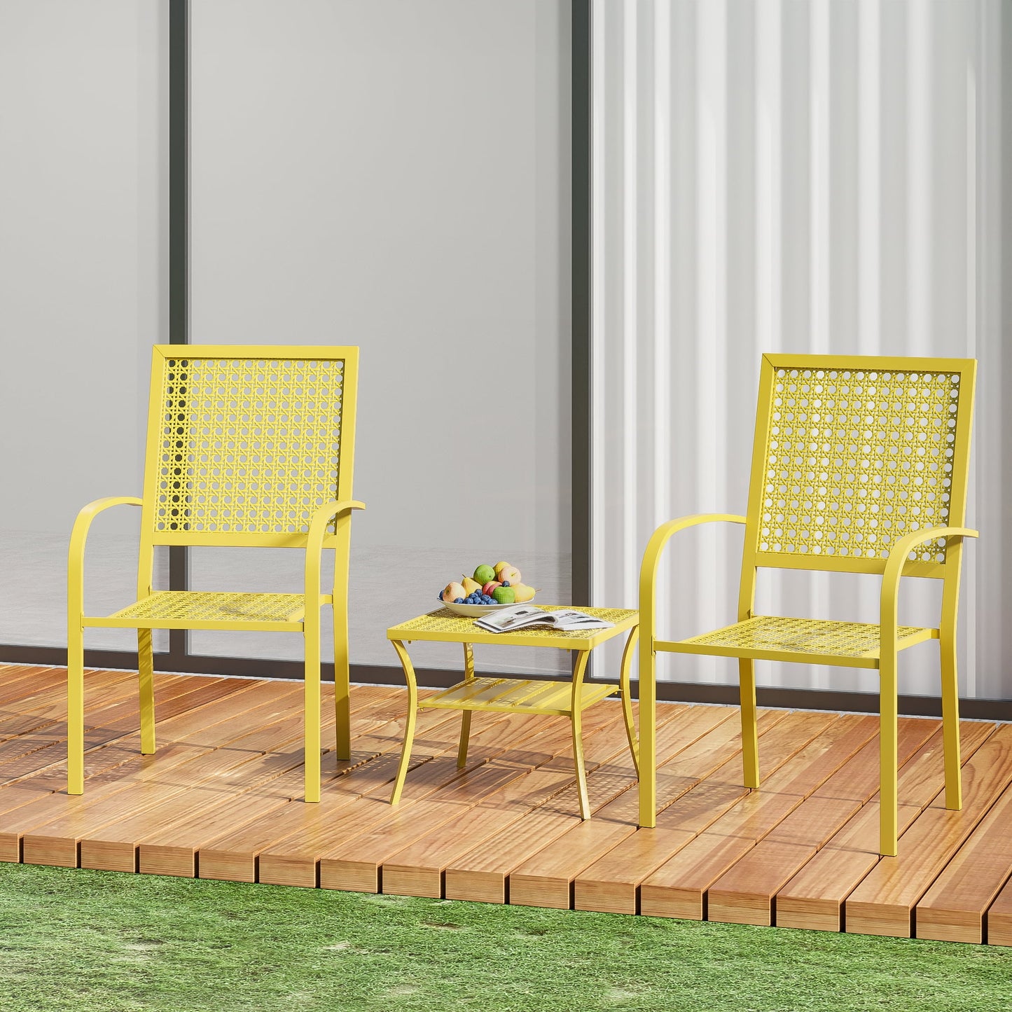 Patio Bistro Set, Bistro Table and Chairs Set of 2, Outdoor Bistro Set for 2