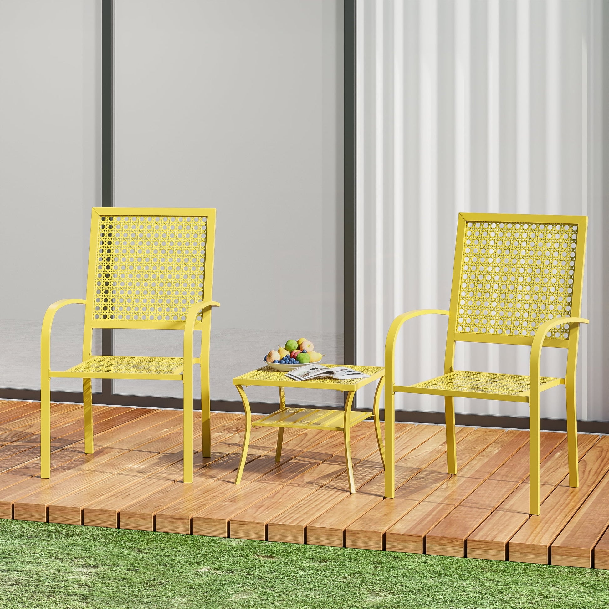 Patio Bistro Set, Bistro Table and Chairs Set of 2, Outdoor Bistro Set for 2