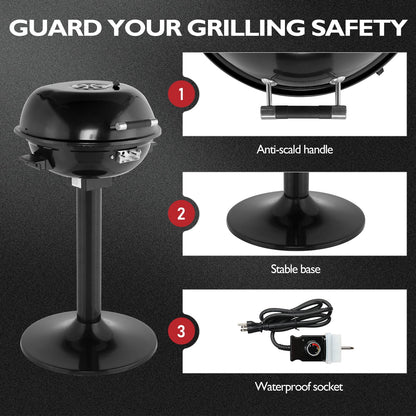 Zintown Grill Electric Grill Outdoor Standing Barbeque Grill Adjustable Temperature Control for Patio Backyad Black