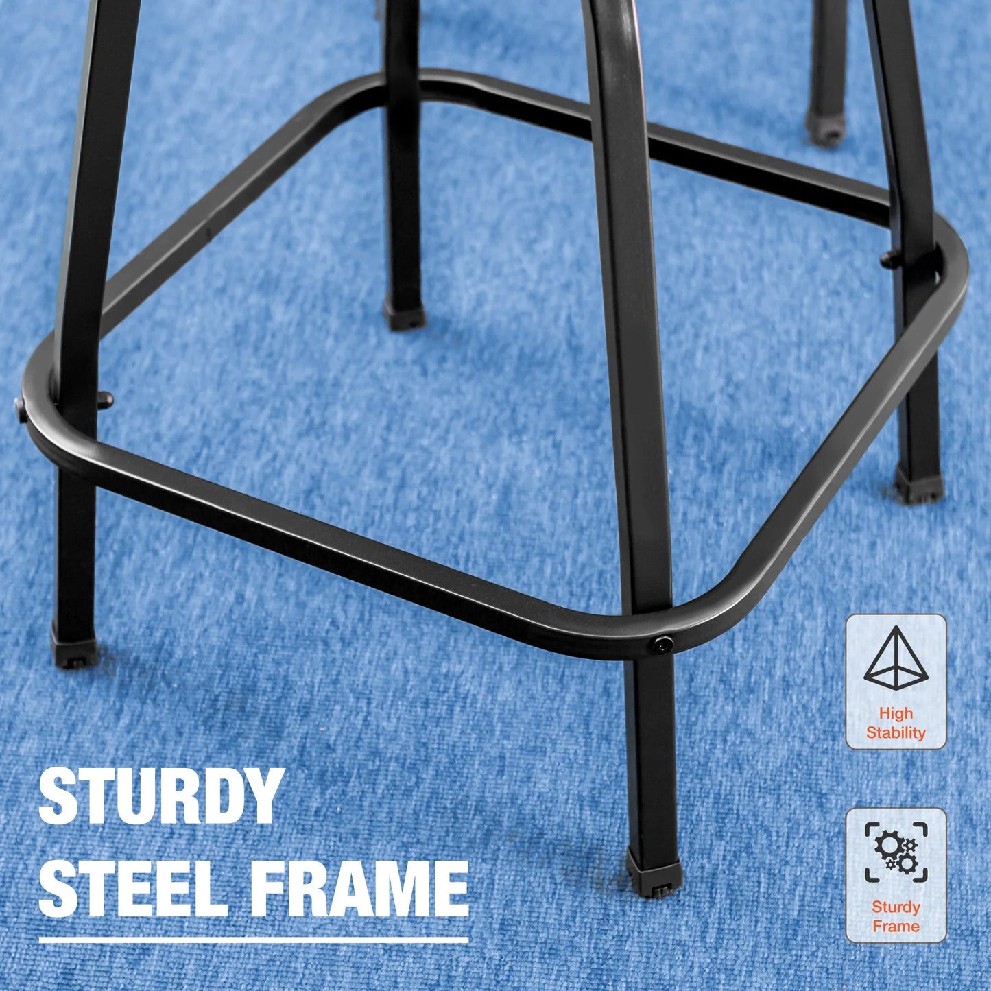 Summit Living 2-Piece High Top Outdoor Swivel Bar Stools, Patio Metal Frame Counter Height Chairs with Quick-Dry Textilene, Black & Brown