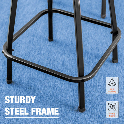 Summit Living 2-Piece High Top Outdoor Swivel Bar Stools, Patio Metal Frame Counter Height Chairs with Quick-Dry Textilene, Black & Brown