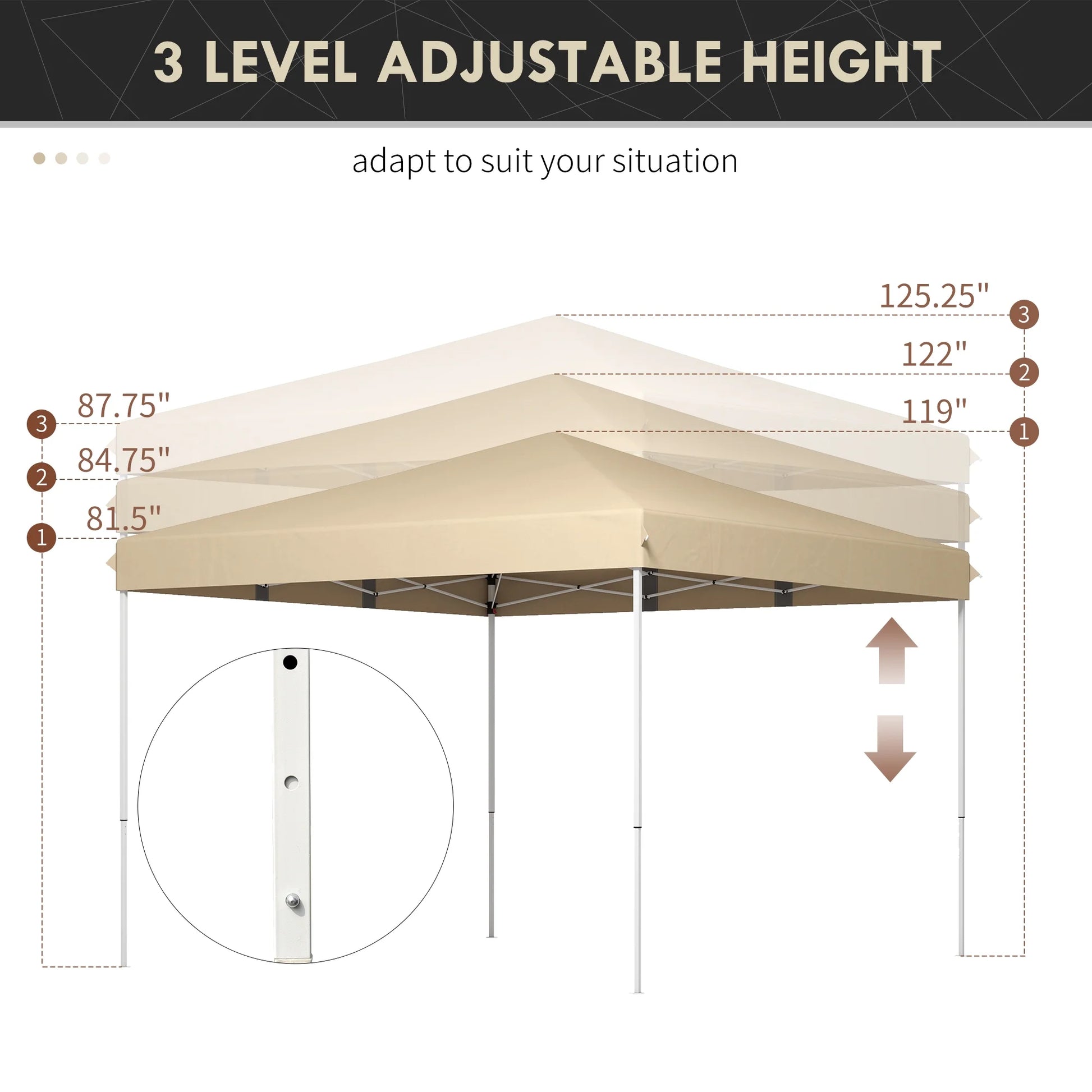 CoSoTower 13' X 13' Pop Up Tent, Instant Sun Shelter, Tents for Parties, Height Adjustable, with Wheeled Carry Bag for Outdoor, Garden, Patio, Parties, Beige