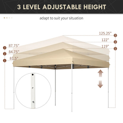 CoSoTower 13' X 13' Pop Up Tent, Instant Sun Shelter, Tents for Parties, Height Adjustable, with Wheeled Carry Bag for Outdoor, Garden, Patio, Parties, Beige