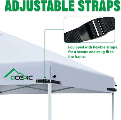 10x10 Canopy Replacement Top with Air Vent, Waterproof Canopy Cover, UV Protection Tent Roof for Outdoor Patio Events, Fits Straight Leg Frames(Only includes the top cloth, not the frame.white)
