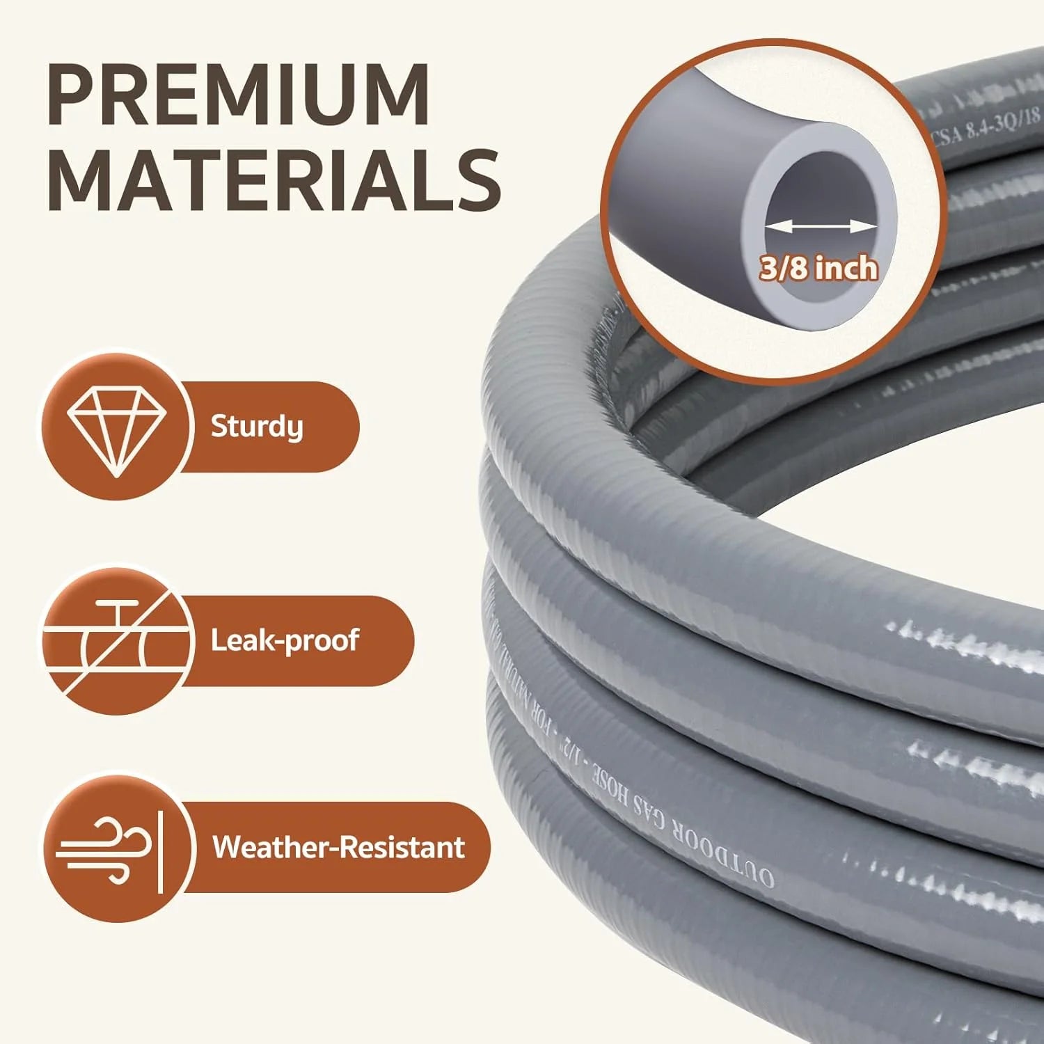 12 Feet 3/8" ID Natural Gas Hose, Low Pressure LPG Hose with Quick Connect, for , Char-broil, Pizza Oven, Patio Heater and More