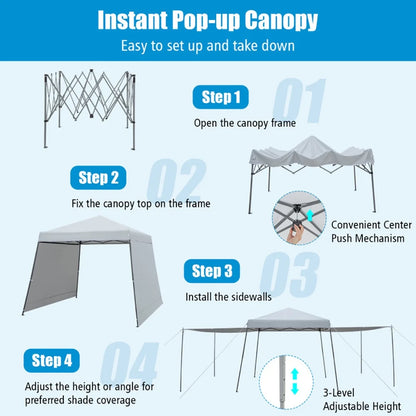GVN Patio 10x10FT Instant Pop-up Canopy Folding Tent with Sidewalls and Awnings Outdoor-Gray, Full Waterproof Outdoor Party Event Tents for Outside Party Waterproof Tent BBQ Shelter