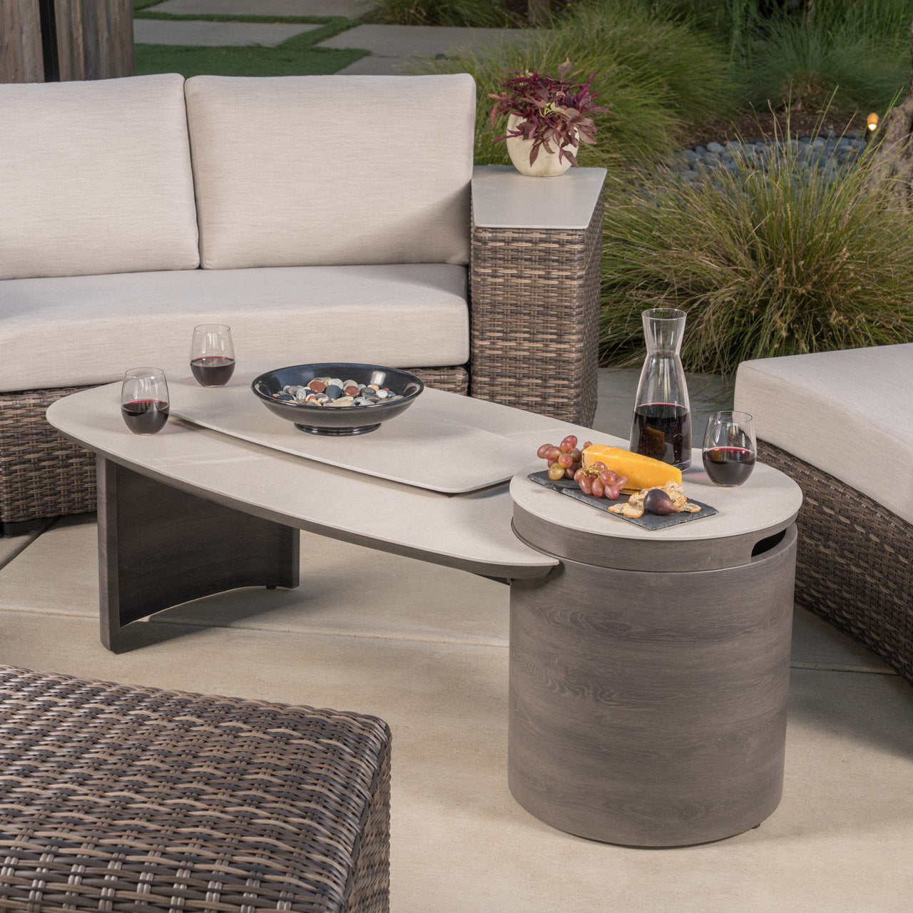 SunVilla Middleton 7-piece Fire Outdoor Patio Sectional Seating Set