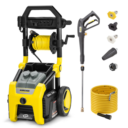 K?rcher Pressure Washer K2300PS, CETA Certified, 4 Spray Nozzles, Detergent Tank, Hose Reel, For Cars, Driveways, Siding, Patios, 1.2 GPM