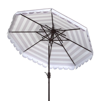 Safavieh Vienna 9' Market Crank Double Top Patio Umbrella, Grey/White
