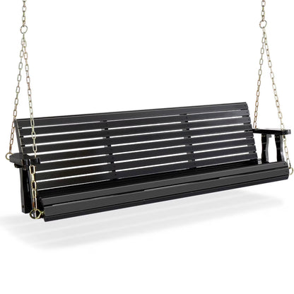 Zimtown Patio Wooden Porch Swing Swing Chair Bench Heavy Duty 880lbs with Hanging Chains for Outdoors,5 FT, White