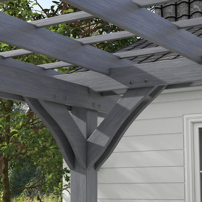 Outsunny 12' x 10' Wooden Pergola Grape Trellis, Outdoor Gazebo for Garden, Patio, Backyard, Deck, Gray
