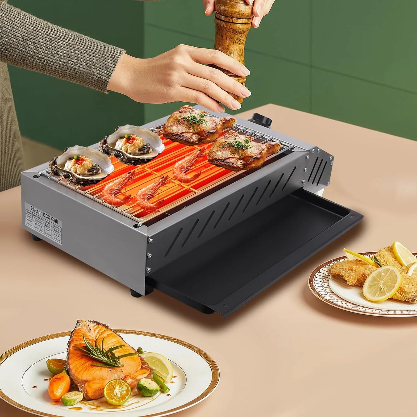 Portable BBQ Grill, Electric Tabletop Grill with Temperature Control for Outdoor Picnic, Garden, Patio, Camping, Travel, RV