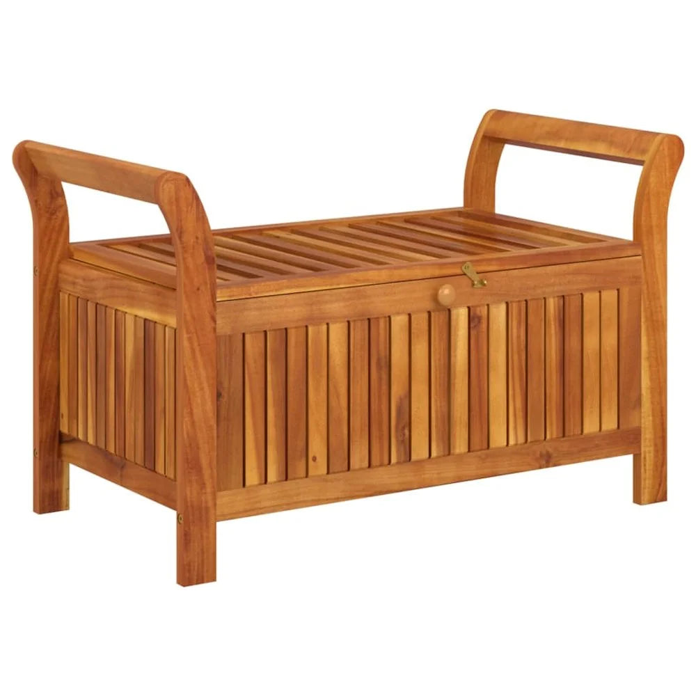 vidaXL Patio Collection Solid Acacia Wood Outdoor Storage Bench with Cushion - Loveseat