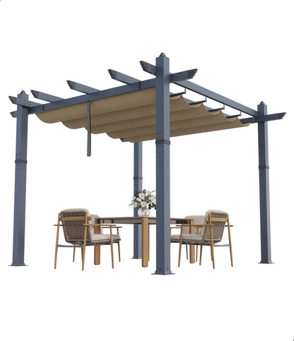 Outdoor Pergola with Adjustable Roof,Modern Metal Patio Aluminum Pergola,Reinforced Frame Outdoor Shelter with Sun Shade Canopy,Shade Cover for Garden,Backyard and Deck